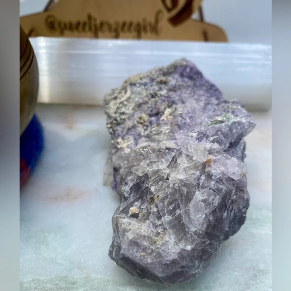 Natural Raw Fluorite on Muscovite Collectible Crystal Specimen 219 Grams